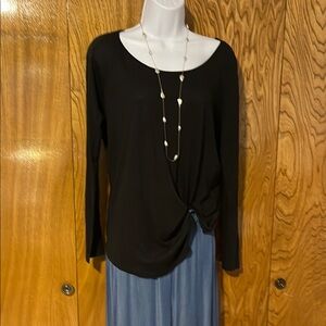 Lululemon Athletica Black Raglan Tie Front Blouse